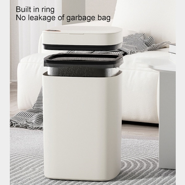 Smart Soptunna Multifunktion Vattentät Rörelsesensor Automatisk Papperskorg med Lock för Badrum Vardagsrum Kontor Vit 12L 23x20x28cm
