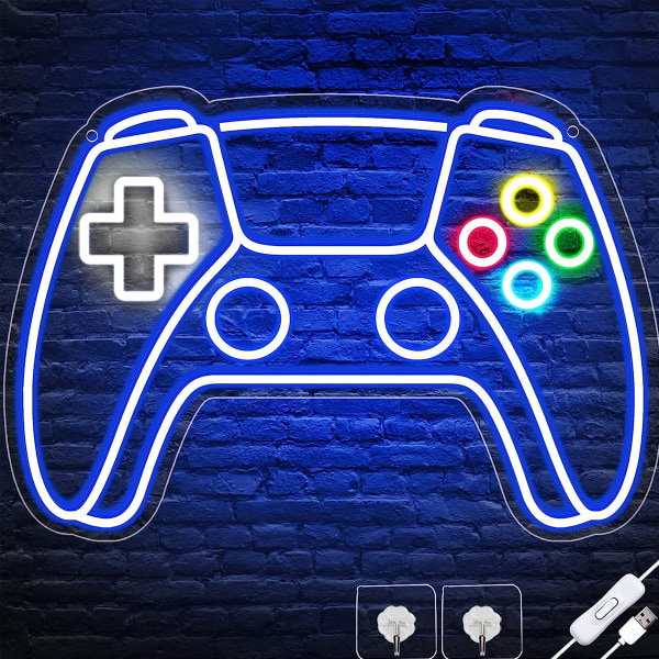 Neon spelskylt för spelväggdekor, USB drivna gamerpresenter