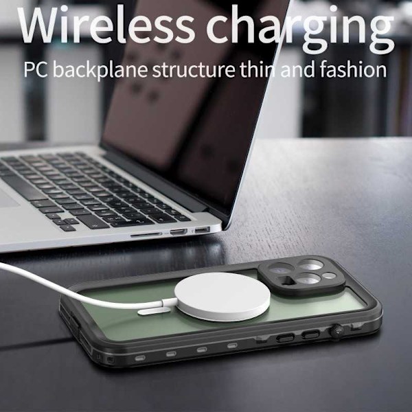 iPhone 14 Pro Max Heltäckande Vattentät Premium MagSafe Skal Transparent