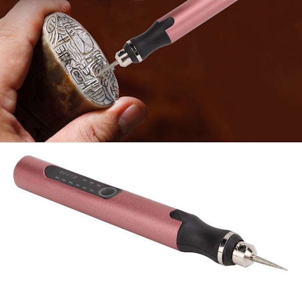 Elektrisk graveringspenna USB-laddning trådlös DIY indikatorlampor automatiskt strömavbrottsskydd Mini slipningsstift roséguld