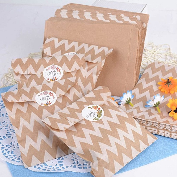 Elegant Väska För Bröllopsfesttillbehör, Kraftpapperspåsar Återvinningsbara Papper Livsmedelssäkra Blandade Designer För Godis Kakpåsar, Godispåsar För Festpresent