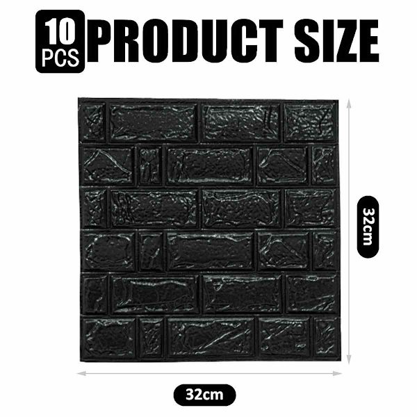 3D väggpaneler Skala och klistra 10 st skum tegel tapet för sovrum Faux sten väggpanel självhäftande tapet, 32CM*32CM*6MM