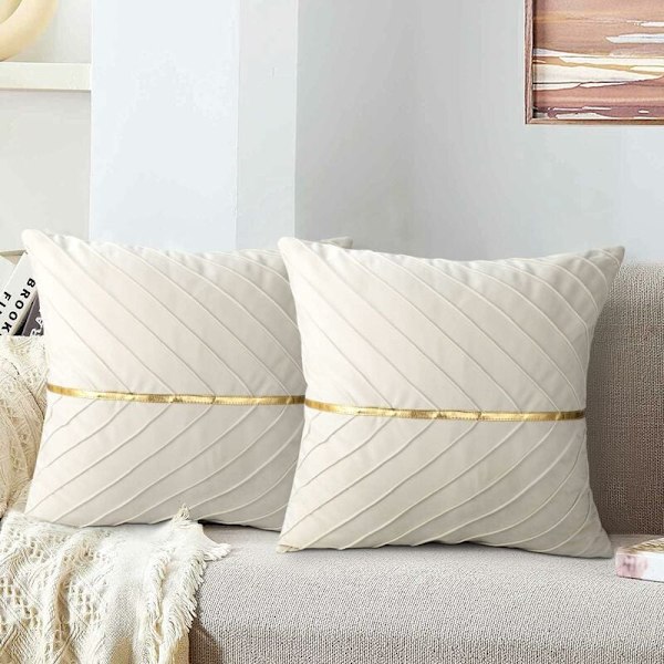 Dekorativa sammetskuddöverdrag för vardagsrum, lyxiga tyger, stilfullt mjuka vid beröring, snygg gulddesign med PU-läder för en modern look,