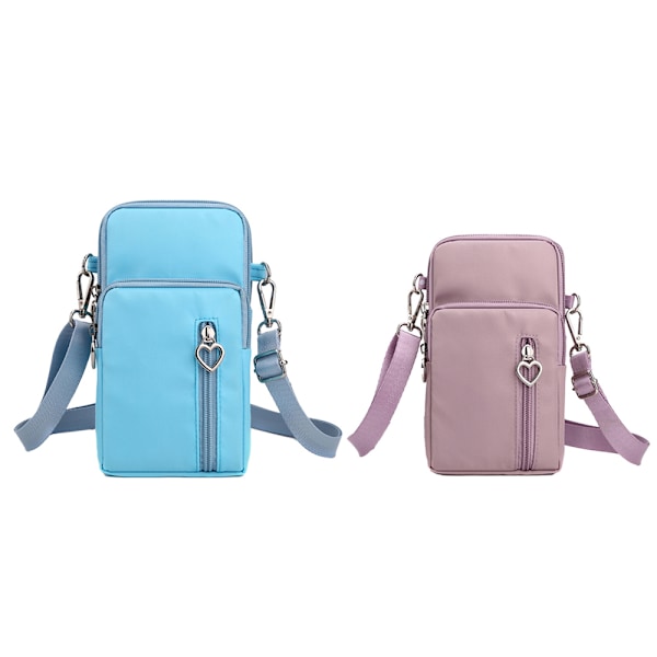 2 st Kvinnor Dragkedja Crossbody Väska Mobiltelefon Plånbok Armband Väska
