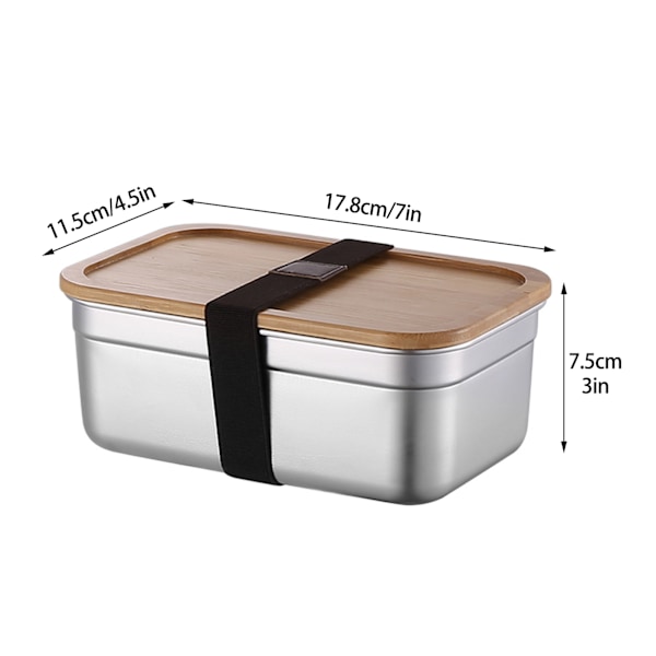 Lunchlåda, Rostfritt Stål Bento Lunchlåda Behållare med Trälock för Vuxna Barn