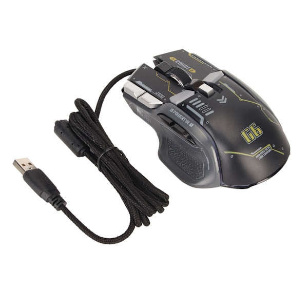 Trådbunden Gamingmus 10 Knappar Makroprogrammerbar 13 RGB-ljuslägen 6 Hastigheter 12800dpi Trådbundna RGB-gamingmöss Svart