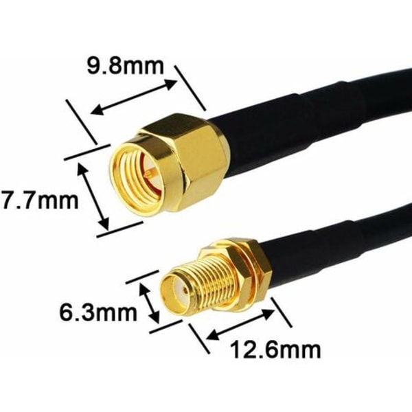 SMA-antennförlängningskabel 10 m, SMA-antennkontakt, SMA-hane till honkontakt, trådlös förlängningskabel