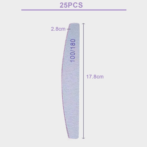 25 st 100/180 Grits Nagelbuffer och filer Dubbelsidiga Emery Boards Manikyrverktyg för Akrylnaglar