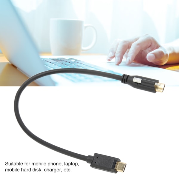 USB 3.1 Kabel C till C Hane till Hona med Fästmuttern Ca 30 cm Lång USB C till USB C Kabel för Telefon Laptop Laddare USB C Hane till USB C Hona