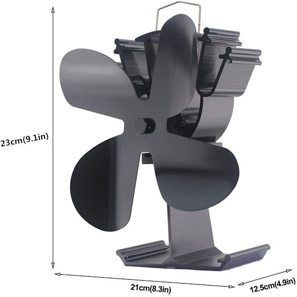 Miljövänlig Värmedriven Kaminfläkt, 4-Bladig Design För Ökad Effektivitet Och Tyst Drift, Perfekt För Vedeldade Kaminer Och Stockar