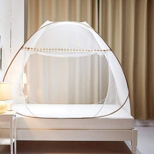 Bärbart Pop-Up Myggnätstält för Säng, Högdensitetsnät Helt Slutet Nät med U-Formad Dörr, Perfekt för Inomhus- och Utomhusskydd
