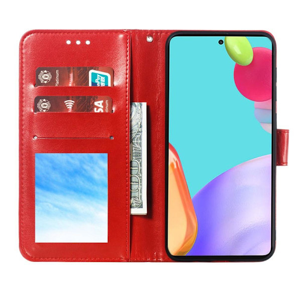 Samsung Galaxy A52 / A52s - Mandala Läder Fodral - Röd Red Röd
