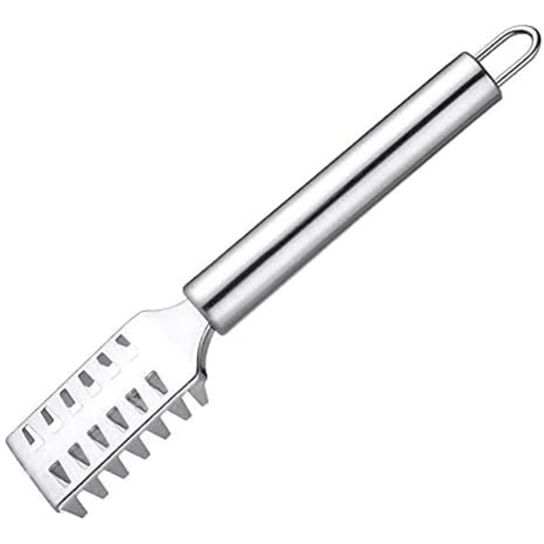 Fiskskrapa med sågtand, halkfritt handtag, fiskskalare i rostfritt stål av livsmedelskvalitet, ergonomiskt utformad för bekväm användning, diskmaskinsäker