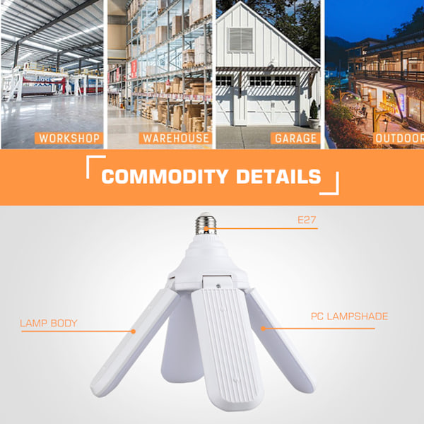 Lys upp din värld med 50W deformerbara garagelampor, lång livslängd och miljövänliga LED-taklampor för garage, källare, verkstäder, offentliga platser