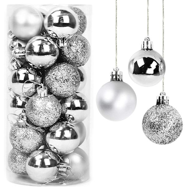 Eleganta Juldekorationer, Okrossbara Hängande Kulor För Julgranar, Med Matt Finish Och Glitterkulor, Plastmaterial,