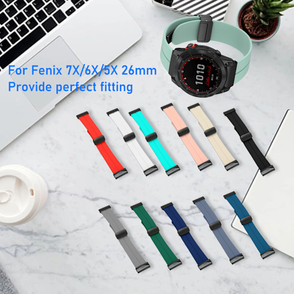 Silikon Klockarmband Vattentätt Snabbfäste Spänne Klockarmband för Fenix 7X/6X/5X 26mm Blå