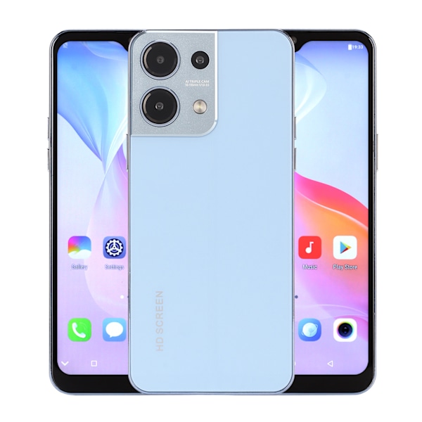6.49 tum Olåst Smartphone 6GB RAM 64GB ROM Främre 8MP Bakre 24MP Ansiktsigenkänning Mobiltelefon för Android11 100‑240V EU-kontakt Blå