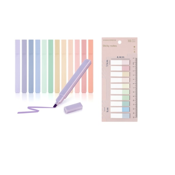 Highlighter Grip Pastell Dimbar Avfasad spets markörer - Blandade färger, 12-pack pastellunderstrykare, Optimal för skol- och kontorsmaterial