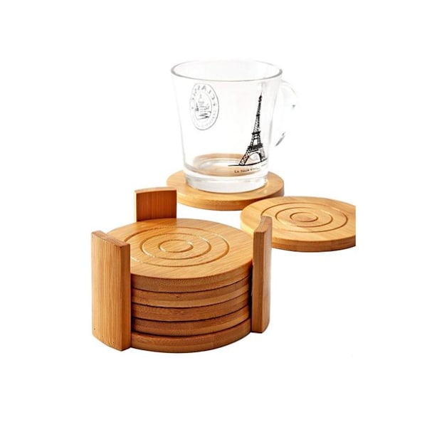 Vävda Glasunderlägg i Bambu, Non-Stick Yta Skyddar Möbler, Lätta att Rengöra & Underhålla, Perfekt Inflyttningspresent till Vänner & Familj