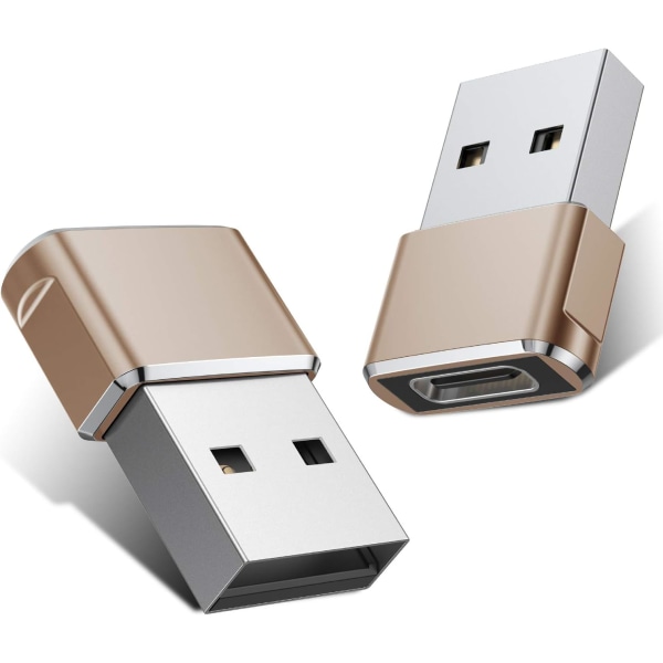 USB C hona till USB hane-adapter 2-pack, typ A-laddarkabel Ada