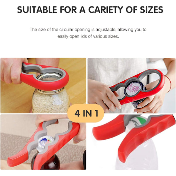 Presentlämplig, Multifunktionell Burköppnare med Halkfritt Grepp, Ergonomisk Design för Alla Åldrar, Särskilt för Äldre och Artritpatienter