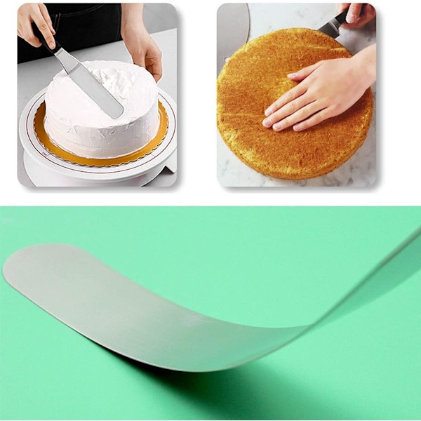 Vinklad tårtspatel för dekorering, flexibla rostfria blad offset frosting spatlar för att dekorera desserter, halkfri design för multifunktion