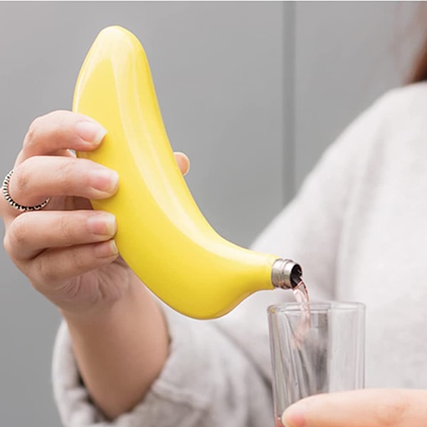 Lyxflaska, bananformad design, flaska med bra tätningseffekt för utomhusäventyr, högkvalitativt material 177 ml gul (skruvlock)