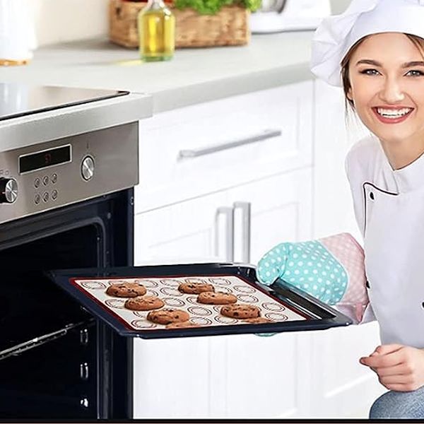 Silikon, Non-Stick, Livsmedelssäker Bakmatta, 2-pack, brun+röd/röd+svart/grå/lila, Rektangulär, 42*29,5cm
