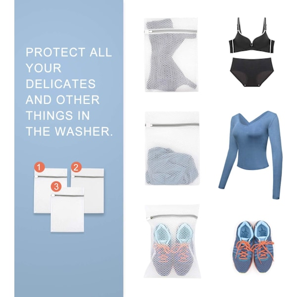 Laundry Buddy: 3 st Tvättnät, Vaxkakekonstruktion, Rostfri Dragkedja, Portabelt Flerpack För Fintvätt, Underkläder, Strumpor Och