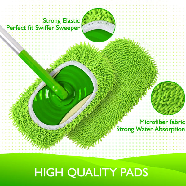 Återanvändbara Våta Padder Påfyllning för Swiffer Sweeper Mopp - Torra Svepduk & Våta Moppduk för Hushållsrengöring - Tvättsbara Mikrofiber Padder för