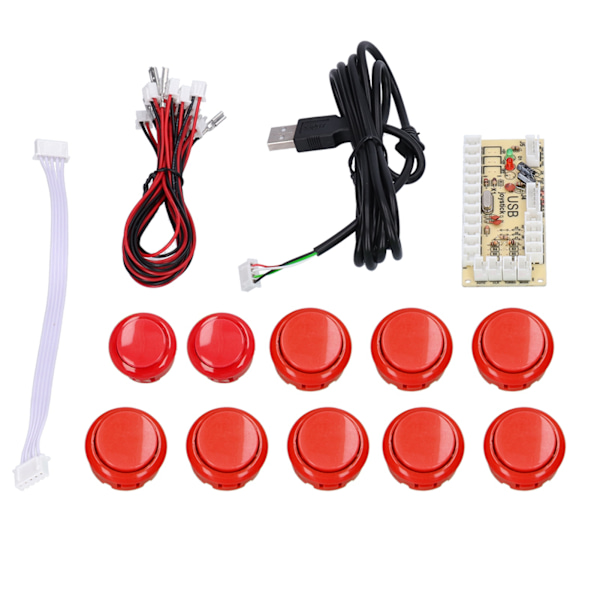 QM070901 Arkadspels Joystick Kit Noll Fördröjning Arkadspel DIY Kit Delar med Encoderkort 10 Knappar Joystick för MAMERed