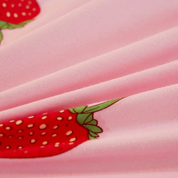 Fastsytt lakan med jordgubbstryck, Kawaii-design, kylande organisk polyester, djup ficka, reaktiv 3D-tryckning, höghållfast mikrofiber för sovrumsinredning,