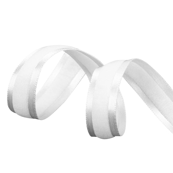 Tygband, Bredd 0,6 tum, Längd 10 Yard, Flexibelt Presentpappersband för Bröllop, Fest, Handgjort (Vit Färg Nummer 4)