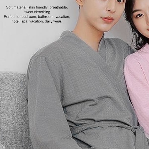Badrock Unisex Mjuk Bekväm Lös Lätt Loungewear för Män Kvinnor Hem Spa Grå L