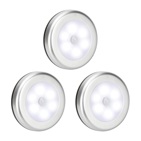LED Rörelsesensorlampa Inomhus, 3 Stuks USB-Uppladdningsbar Nattlampa, Rörelsesensorlampor för inomhusanvändning, för Trappor, Garderob