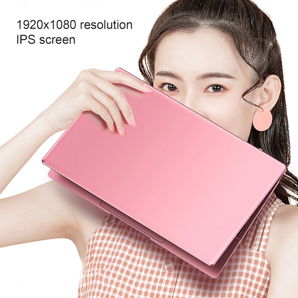 14 tums Laptop Rosa 8GB RAM IPS-skärm Quad Core 2.9GHz CPU Bakgrundsbelyst Tangentbord Laptop Dator EU-kontakt 100‑240V 8+128G EU-kontakt