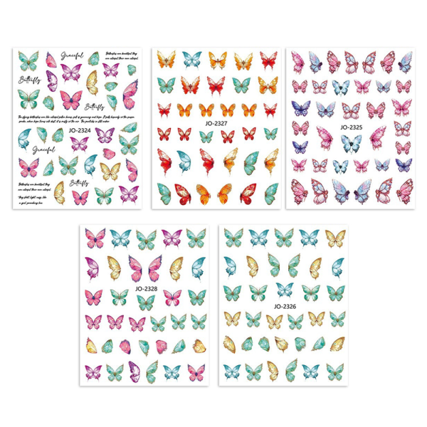 10 ark Butterfly Nail Art Stickers Decals Självhäftande Design Manikyr Tips Nagel Dekoration för Kvinnor Flickor