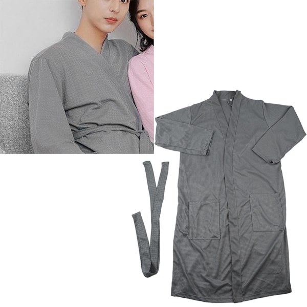 Badrock Unisex Mjuk Bekväm Lös Lätt Loungewear för Män Kvinnor Hem Spa Grå L