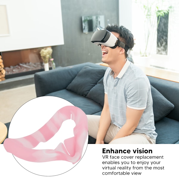 Silikon VR-ansiktsöverdrag för Quest 2 Svettbeständigt Ljusskyddande Ansiktsdyna Tvättad Insats VR-ansiktsnäspad Rosa