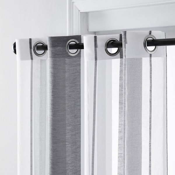 Eleganta Skira Gardiner, Linne-look med Öljetter, Lång Gardin, Integritetsskydd Vertikala Ränder, Halvskira Kanalgardiner, Förbättra Hemsäkerhet &