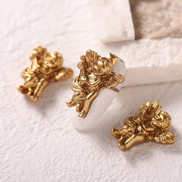 Ängel 3D Guld Nagelklistermärken Ängel Staty Amor Sprayfärg Cabochon för DIY Smycken Tillverkning Hantverk Nagelkonst Dekoration