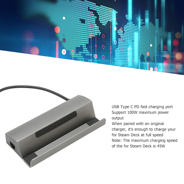 USB C Dockingstation 4K 60Hz 3 USB-portar 100W PD RJ45 1000Mbps USB C Hub Multipel Adapter för Valve Steam Deck