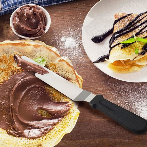Vinklad tårtspatel för dekorering, flexibla rostfria blad offset frosting spatlar för att dekorera desserter, halkfri design för multifunktion