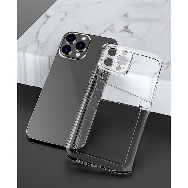 iPhone 15 Plus Stöttåligt Skal med Kortfack V2 Transparent