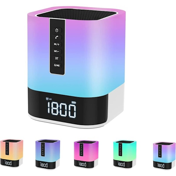 Färgskiftande Bordslampa för Sovrumsinredning, Portabel Bluetooth-Högtalare med Touchsensor Nattlampa för Utomhusaktiviteter (48 Färgskiftningar)