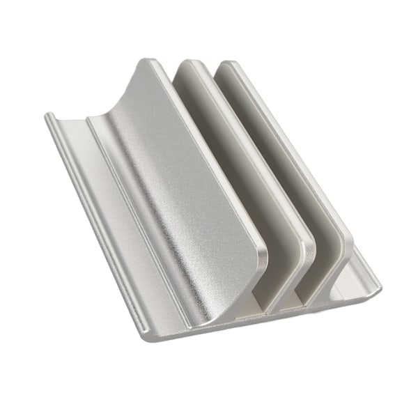 Vertikalt Laptopställ 2 Fack Anodiserad Aluminiumlegering Justerbar Utrymmesbesparande Laptop Hållare för 16 till 60 mm Tjock PC Silverfärg
