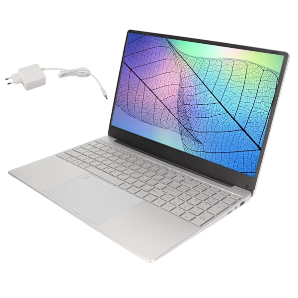 15,6 tums bärbar dator Silver 16GB RAM IPS-skärm Quad Core N5095 CPU Fingeravtryck Bakgrundsbelyst KB Bärbar dator EU-kontakt 100‑240V 16+1TB EU-kontakt
