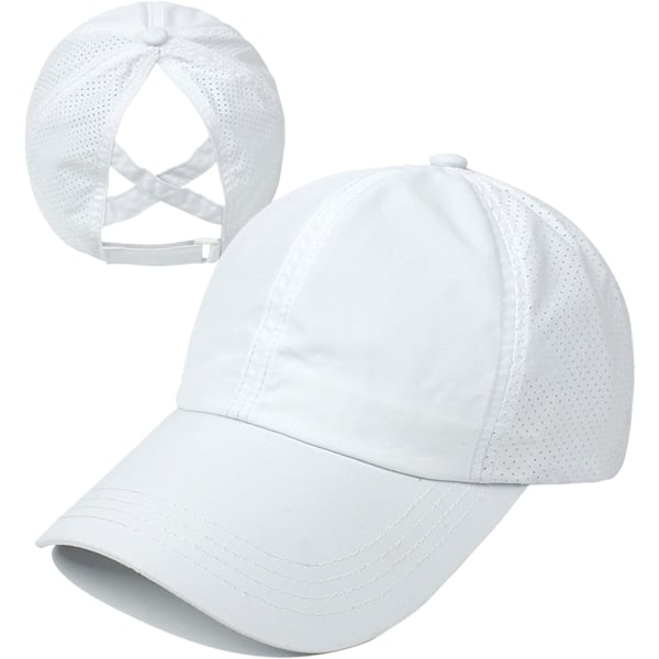 Dam Criss Cross Hästsvans Baseballkeps Justerbar Hög Messy Bun Ponycap Snabbtorkande Hatt