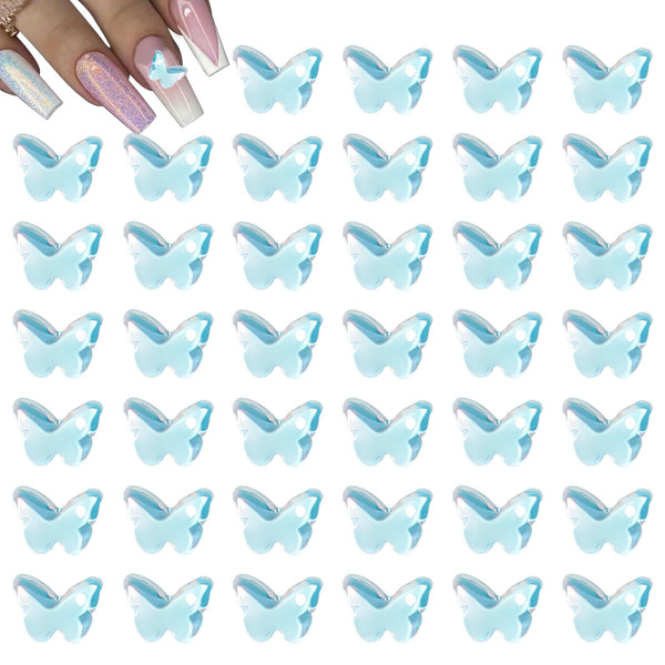 60 st Aurora Mocha naglar 3d glänsande fjärilsornament Platt botten nagelborrornament