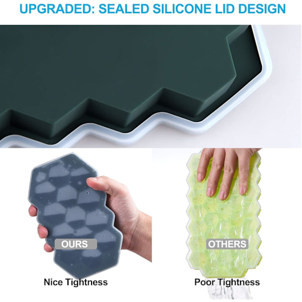 Livsmedelsgodkända silikonisformar, flexibel non-stick design, återanvändbara, stapelbara, förseglade lock, BPA-fria, lämpliga för olika innehåll, resistenta